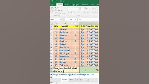 RUMUS EXCEL: COUNTIFS (Menghitung Banyaknya Data Dengan 2 Kriteria) #excel #countifs