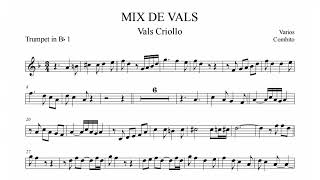 Video thumbnail of "mix de vals criollos partitura trompeta 🎺 banda"