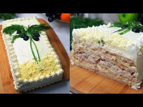 Закусочный Торт на Новогодний Стол // Cake with Tuna and Cream Cheese