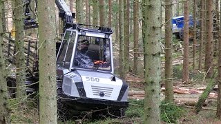 Narrow strip road thinning with Rottne H8 Harvester and Malwa 560 forwarder