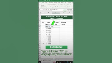 Convert date into a Day Name using Excel TEXT Function