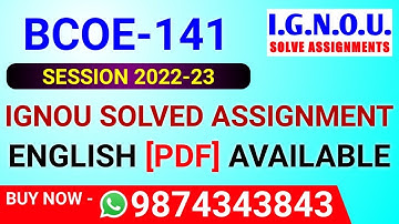 BCOE-141 Solved Assignment 2022-23 in English, BCOE-141 Solved Assignment 2023, BCOE-141 Assignment