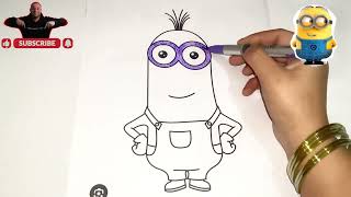 Minion, Colouring and painting for kids and toddlers. Galaxy art