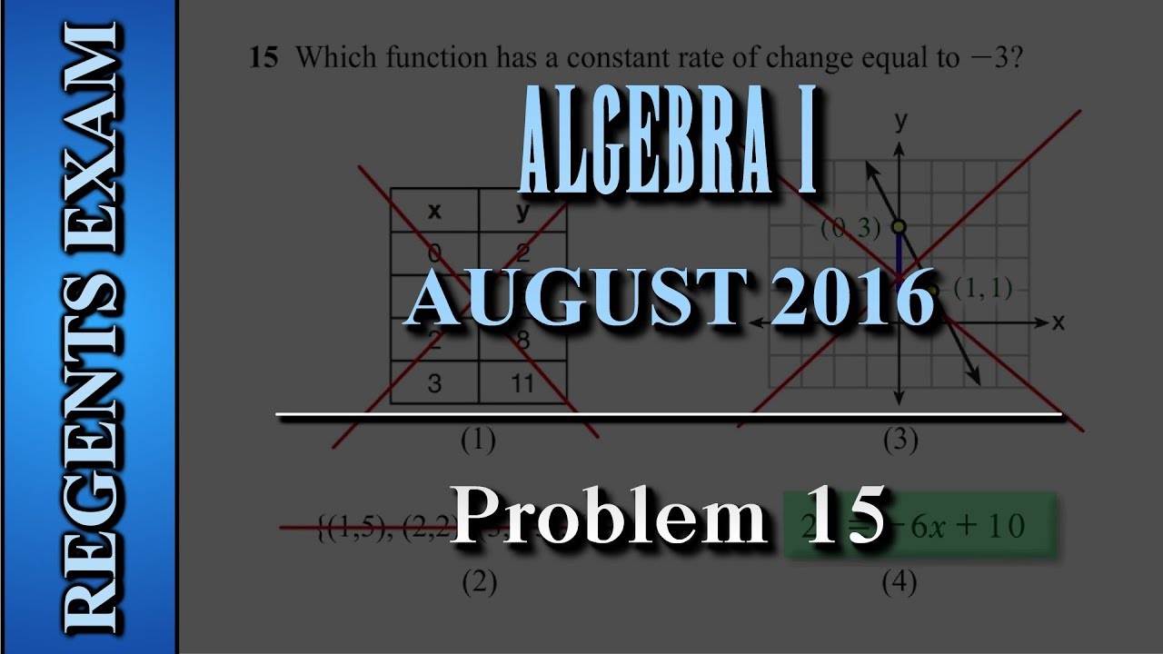 Regents Exam | Algebra I (Common Core) | August 2016 | Problem 15 of 37 ...