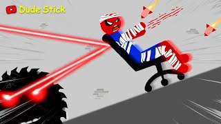 1 Hour Spiderman vs Stickman | Stickman Dismounting Funny Moments | Dude Stick