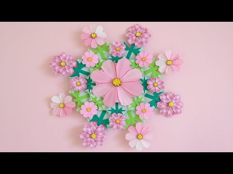 折り紙 コスモスの花 リース 折り方 2 Origami Cosmos Flower Wreath Tutorial Niceno1 Youtube