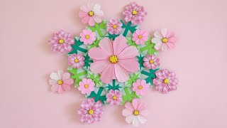 折り紙 コスモスの花 リース 折り方 2 Origami cosmos flower wreath tutorial（niceno1）