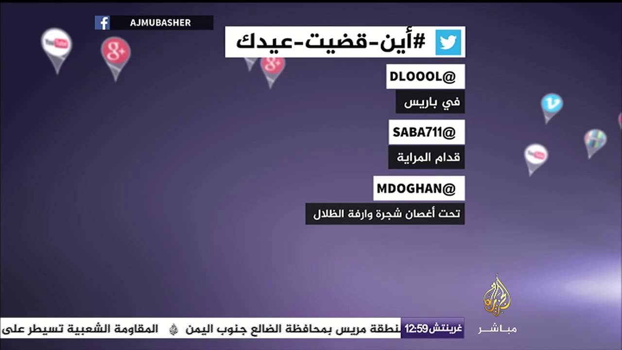 شاهد .. رأي الجمهور على هاشتاج ‫#‏أين_قضيت_عيدك‬