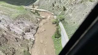 Aerial footage shows extensive damage to North Entrance Road in Yellowstone