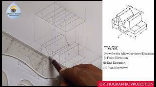 How to transform Isometric into Orthographic Projection in technical drawing & Engineering Graphics.