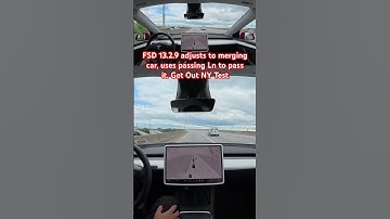 FSD 13.2.9 adjusts to merging car, uses passing Ln to pass. Get Out NY Test #teslafsd #fsdbeta #fsd