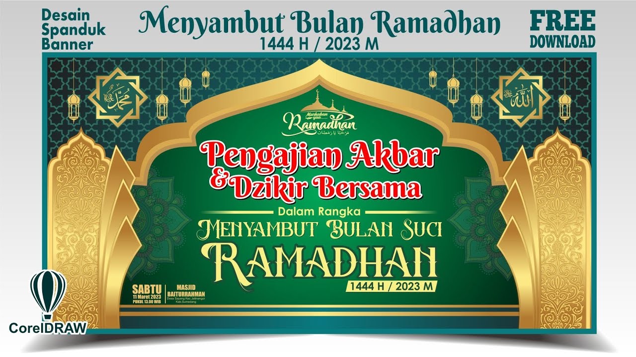 Desain SpandukBanner Menyambut Bulan Ramadhan 1444H 2023M YouTube