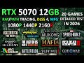 RTX 5070 12GB Benchmark | 20 Games Tested | 1080p, 1440p, 4K | RT + DLSS 4 + MFG | 2026
