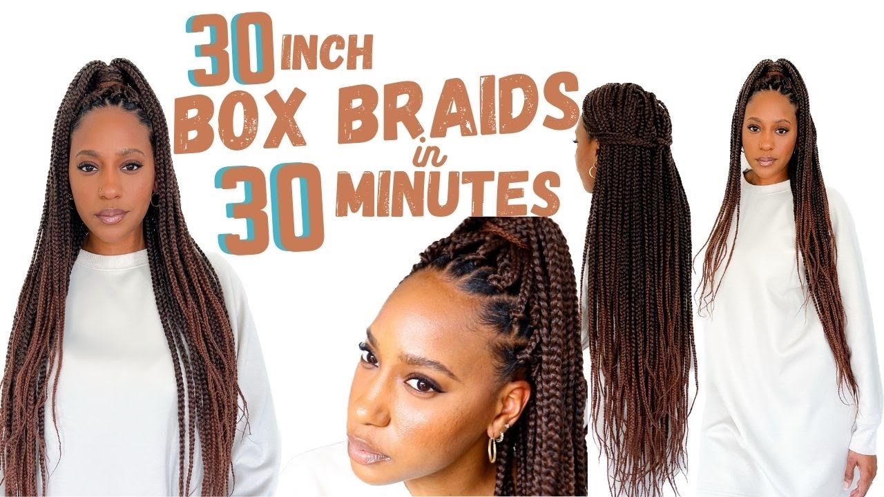 30 Inch Box Braids In 30 Minutes+ Illusion Braid Pattern No Rubber