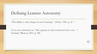 WRIT 6001- Learner Autonomy