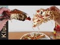 EATING SPICY RAMEN NOODLE PIZZA