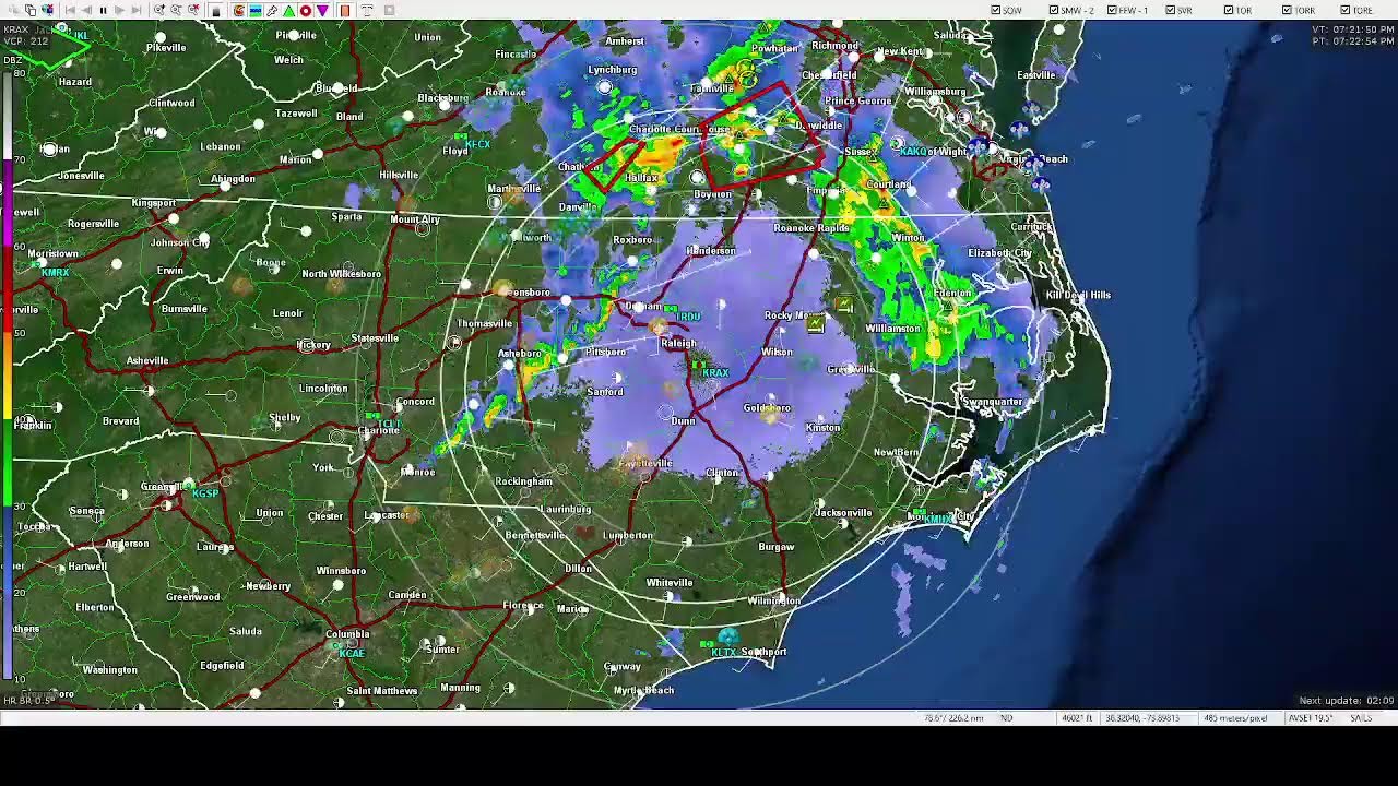 5/6/2022 Live Weather Radar & NWS Audio from Tornado Watch 186 & 187 in North Carolina