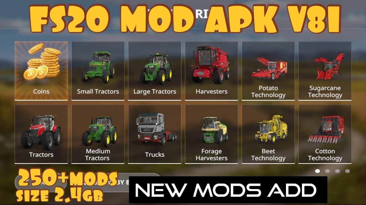 FS 20 v81 250+mods size 2.4gb new_mods_add apk_part 4 YouTube