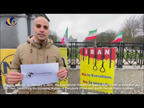 Brussels, Belgium—Feb 3, 2024,  IFSA Held an Exhibition and Info Desk, Denouncing Executions in Iran