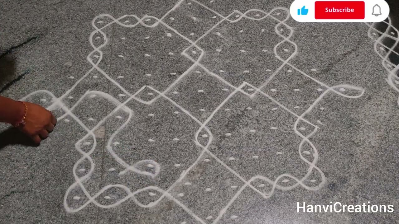 13*1 simple chukkala muggulu || melikala muggulu || side easy borders for muggulu || friday rangoli