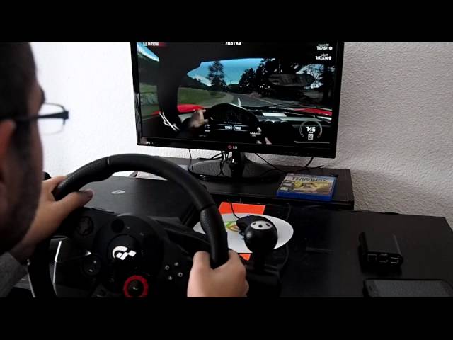 Playing with a Driving Force GT with Force Feedback (GIMX) -