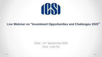 Live Webinar on "Investment Opportunities and Challenges 2020"