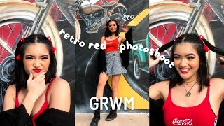 retro red photoshoot grwm