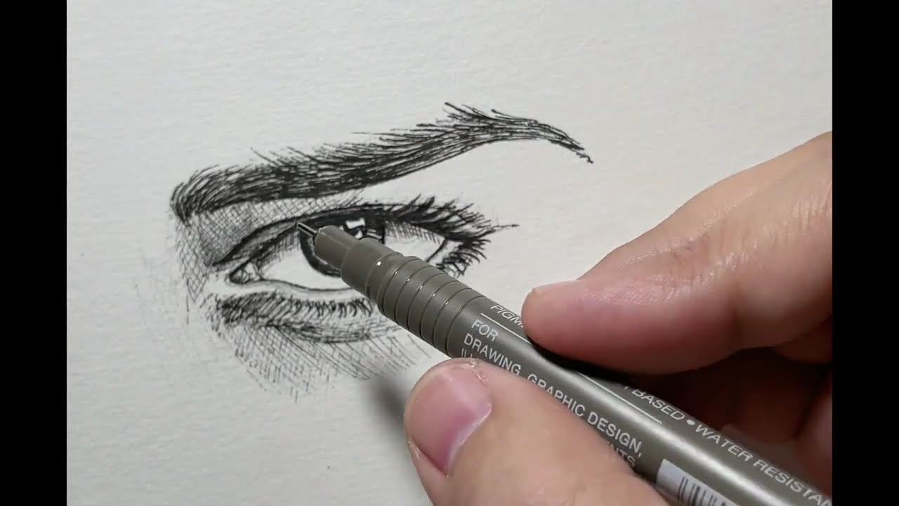 How to Draw an Eye | ASMR Line Art with Real Pencil Sounds & Soft Music