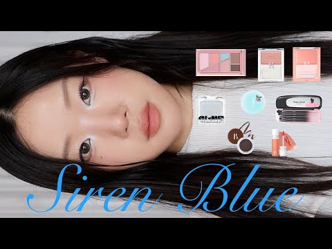 시원한 여름 느낌 메이크업 Siren Blue Makeup 🌊(손가락 다친썰🥲, 올리브영 신상, 3CE 핑크소다, 다이소 뷰티 본셉, 블루 하이라이터, 가을뮤트 블러셔 추천)