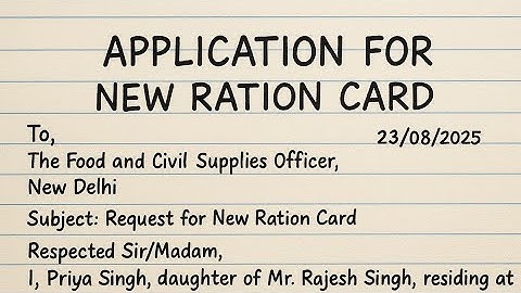 Short Application for New Ration Card | Easy Letter Writing in English
