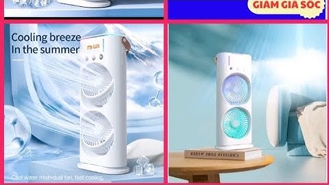 QUẠT PHUN SƯƠNG 2 TẦNG MINI 3 ĐẦU PHUN SIÊU MÁT LẠNH CÓ TÍCH ĐIỆN ĐIỀU KHIỂN TỪ XA