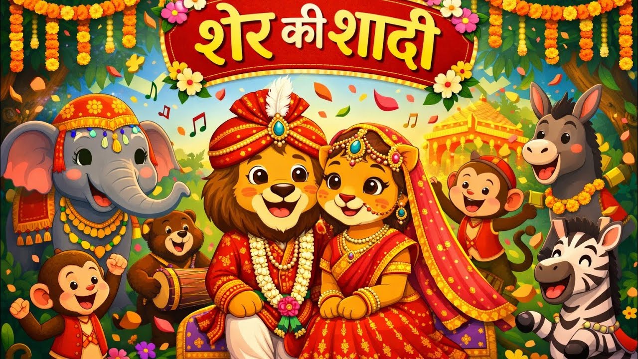 शेर की निकली बारात | Jungle Wedding Song | Fun Kids Rhyme | धूम मचाले धूम
