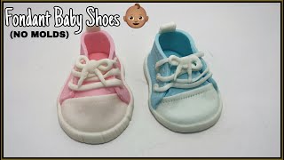 How To Make Fondant Baby Shoes | NO CUTTERS, MOLDS OR SPECIAL TOOLS || Hall In This Together 💜