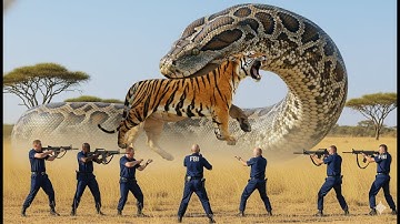 Courageous Rescue Team Fights Giant Python to Save Helpless Lion 🐍🦁