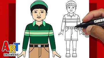 How To Draw SQUID GAME 3 - DOLL Boy😮- Easy Step By Step