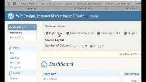 WordPress Dashboard: using the Screen Options