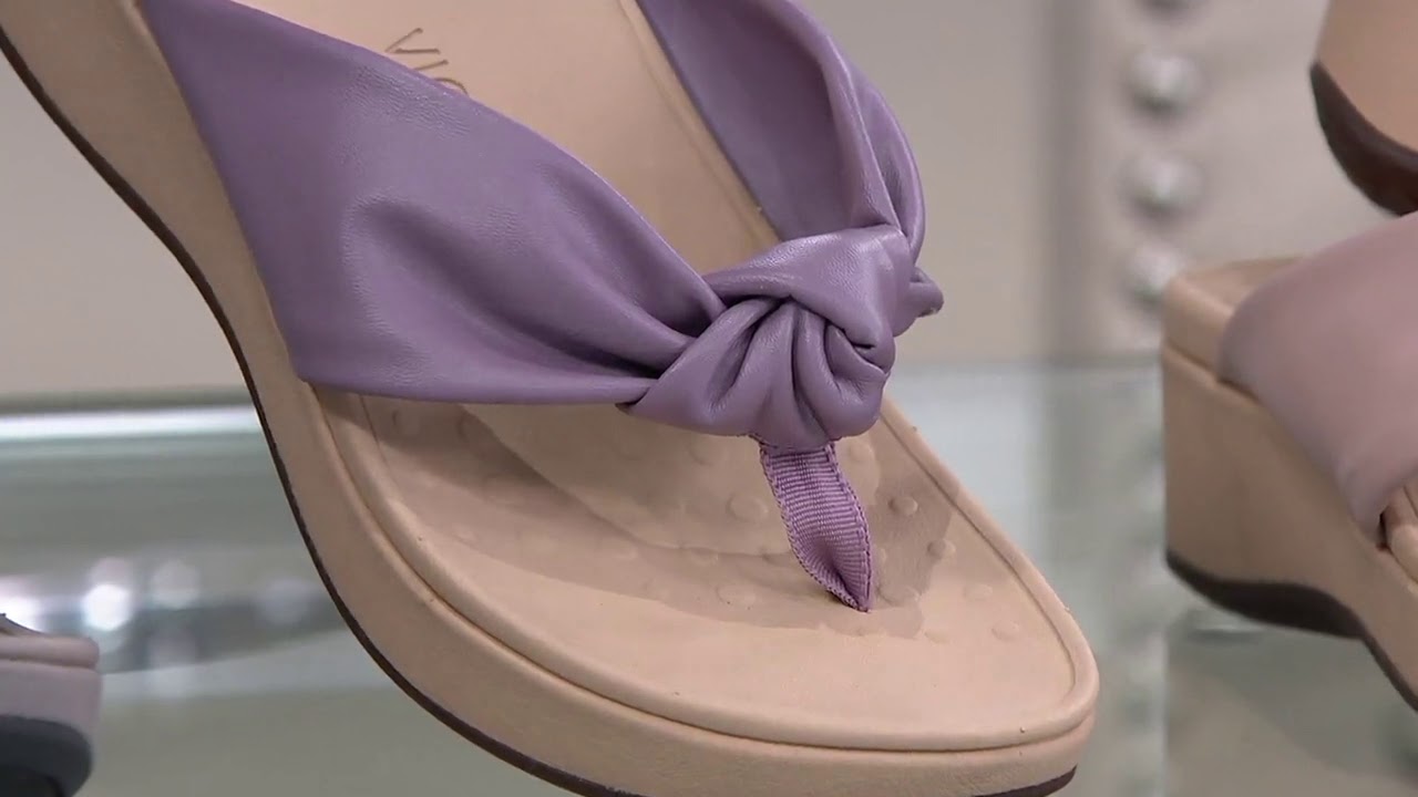 Vionic Knotted Thong Platform Wedges - Rosalind on QVC - YouTube