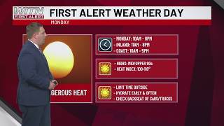 Dangerous heat returns on Monday