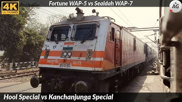 High-speed Parallel Overtake : Aggressive Fortune WAP-5 led Hool Spl. overtakes Kanchanjunga Spl.
