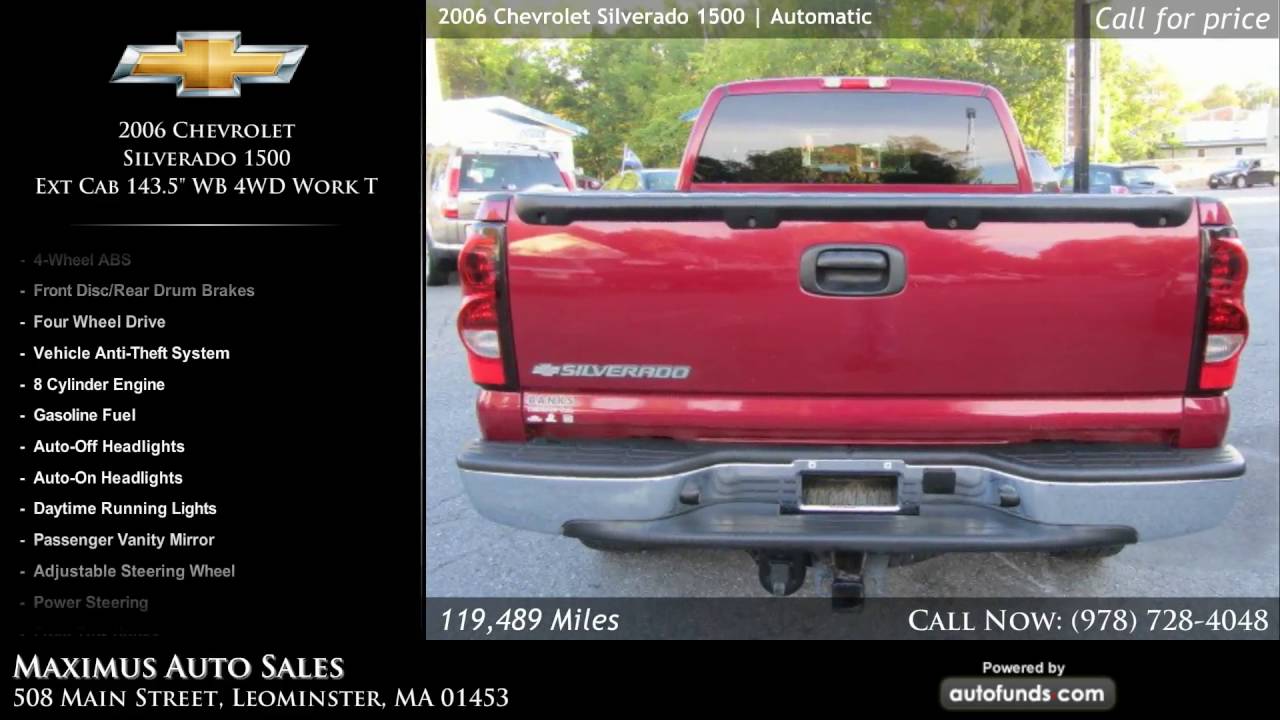 Used 2006 Chevrolet Silverado 1500 Maximus Auto Sales, Leominster, MA SOLD YouTube