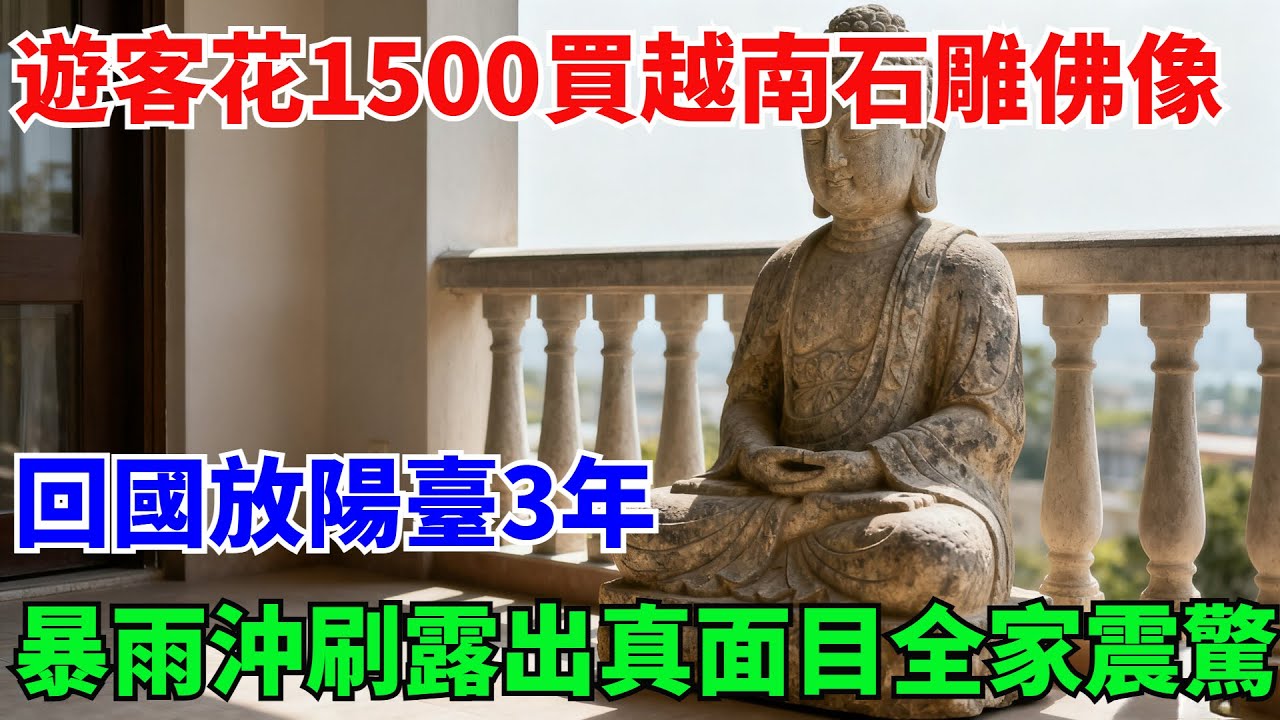 遊客花1500元買越南「石雕佛像」，回國放陽臺三年，暴雨沖刷露出真面目全家震驚【奇遇天下】#奇聞#民間故事#真相#風水鑒寶#故事#人生經驗#都市奇聞