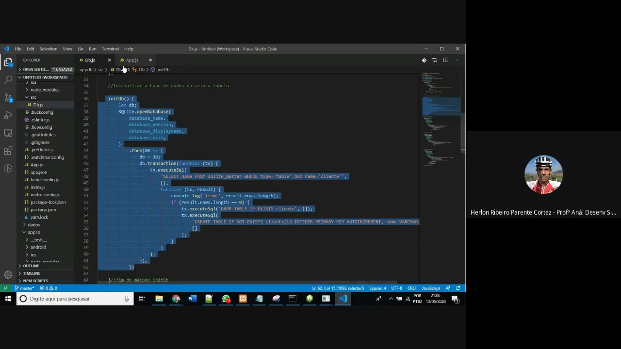 Mobile Aula Remota 13 de Maio Banco de Dados SQLIte Parte 1 - YouTube