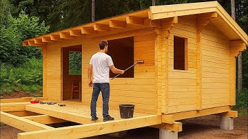 3 wooden houses made from start to finish, single man