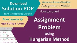Assignment problem Hungarian method | Solution PDF
