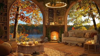 Fall Cozy Coffee Shop 4K - Smooth Piano Jazz Music for Relaxing, Studying and Working