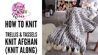 Learn how to Knit the Trellis & Tassels Knit Afghan, featured in the February 2017 Lookbook from Yarnspirations. This pattern and 