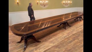9-21 Foot Dining Table, Large Burly Walnut & Mahogany Pedestal Table for Seating 16-24