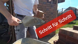 Wand mauern Schritt für Schritt