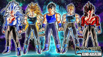 Dragon Ball Xenoverse 2 Absalon Vegeta Pack - ALL TRANSFORMATIONS Gameplay (SSJ-SSJ2-SSJ3-SSJ4-SSJ5)