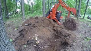 Kubota BH92 Backhoe - First Time Operating, Digging Out Stumps